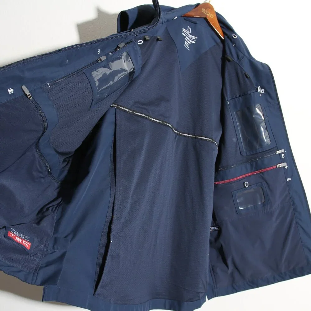 ScotteVest RFID Travel Vest Men's Navy Blue Pockets Full Zip Size XXL